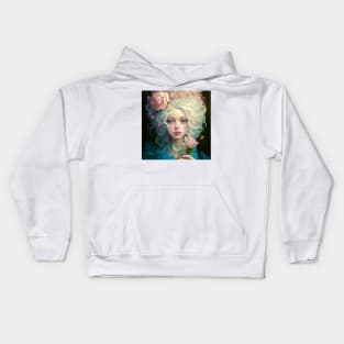 Marie Antoinette with afternoon wine and pink roses Kids Hoodie